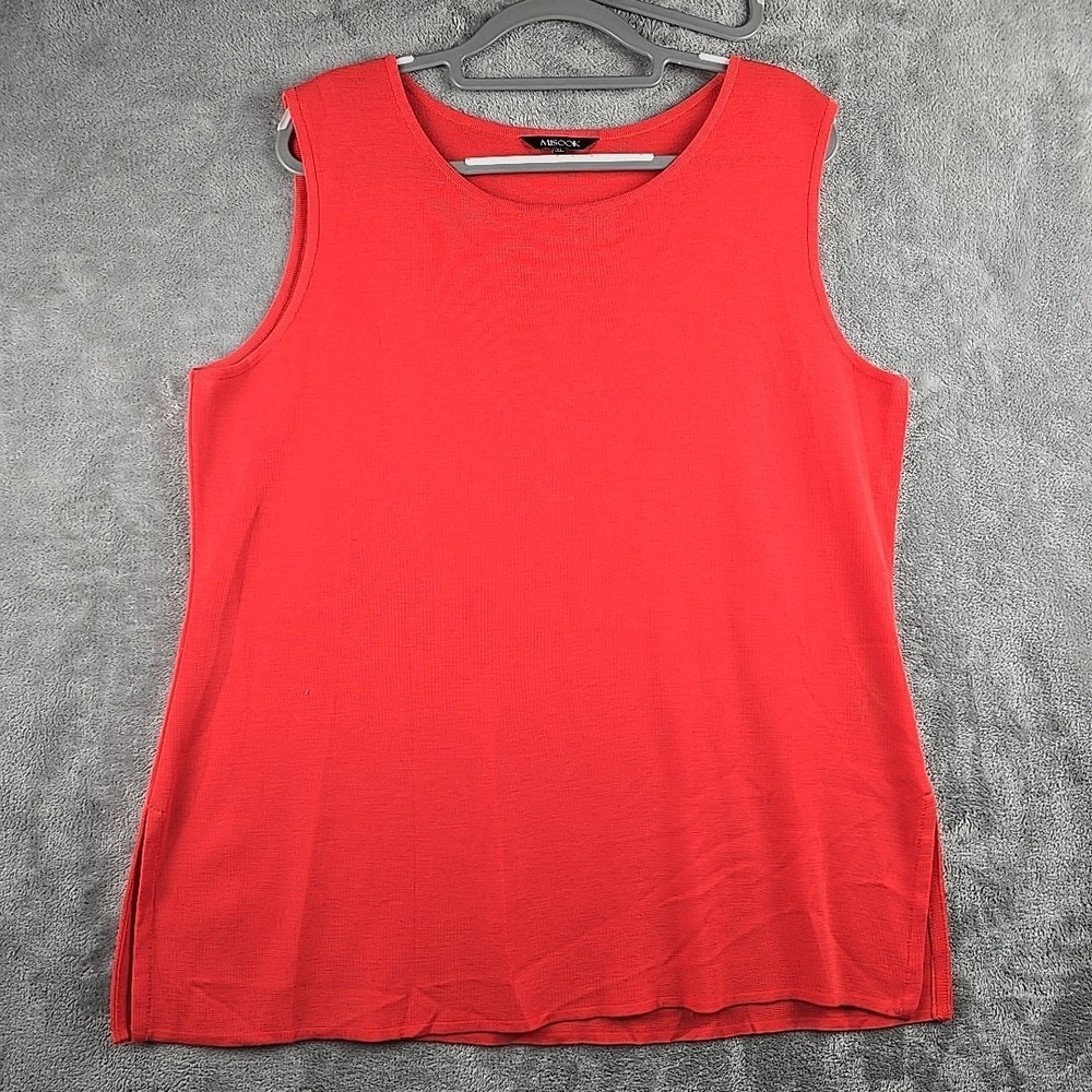Misook Tank Top Womens XL Pink Sleeveless Minimalist Luxury Old Money Side Slit